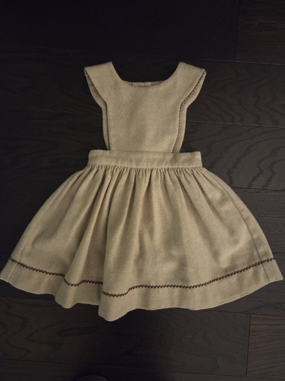 Papo d'Anjo Beige Pinafore Wool Jumper Toddler Dress Size 18 Months
